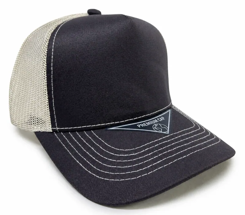 Gorra Trucker Premium, vista lateral con malla trasera ventilada